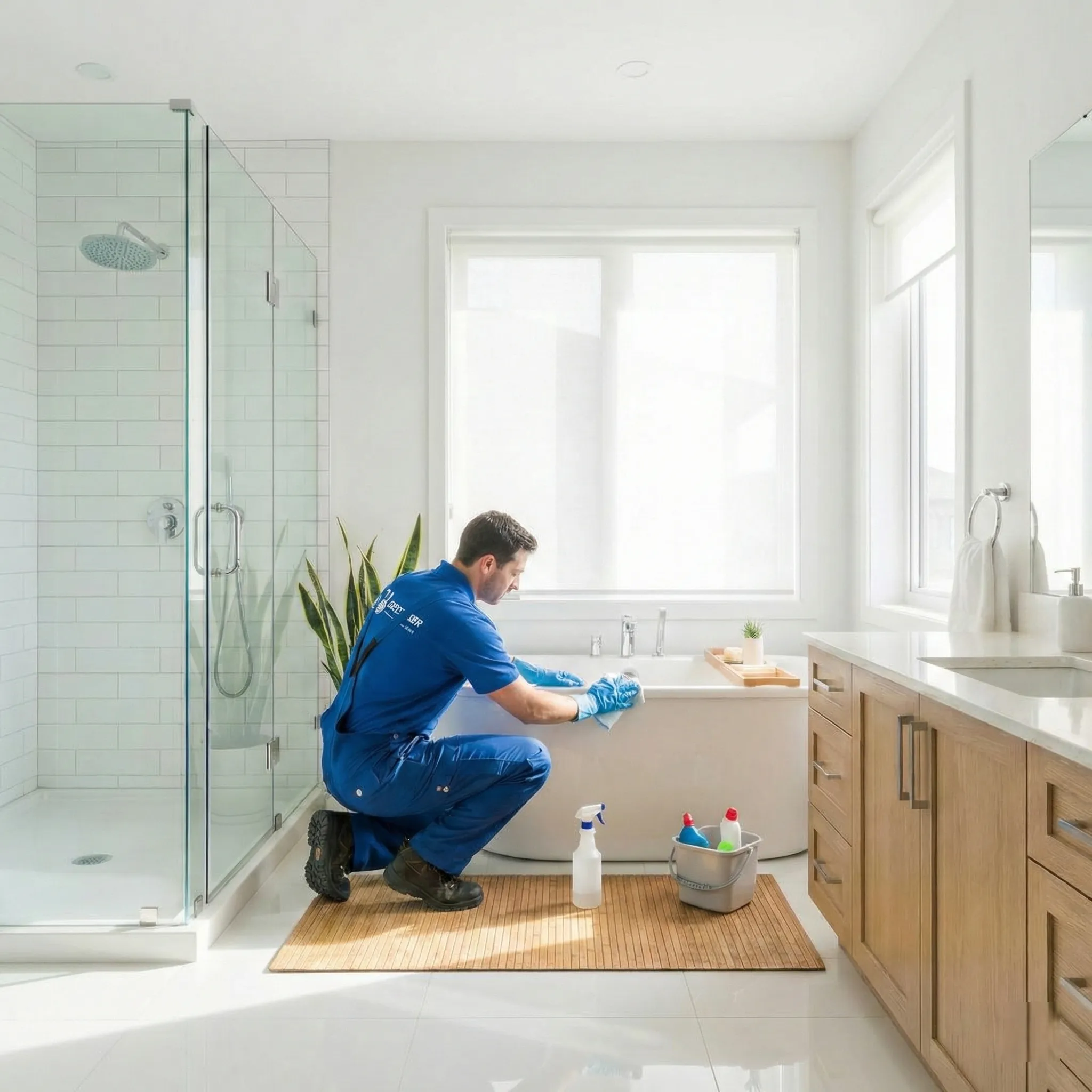 Baño reluciente tras limpieza profesional